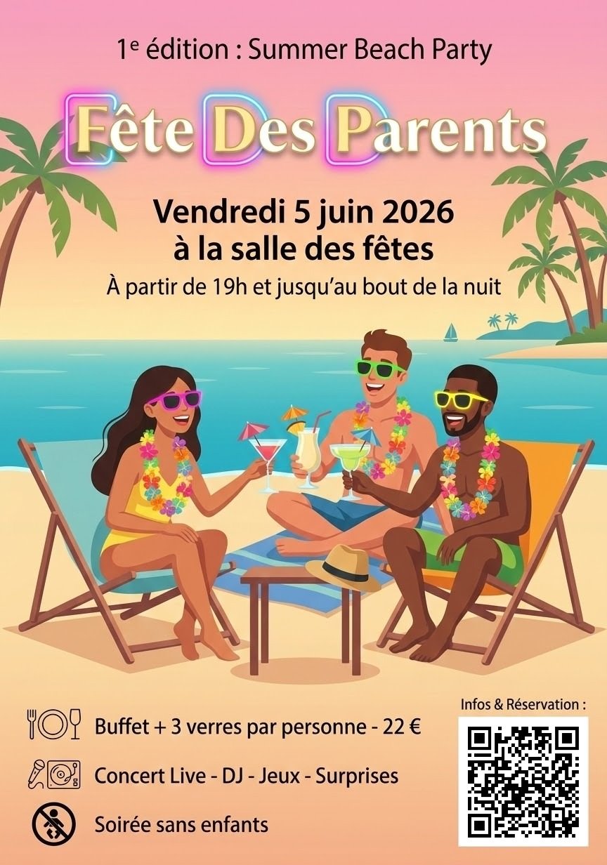Affiche Fête des Parents – Summer Beach Party – Vendredi 5&nbsp;juin&nbsp;2026